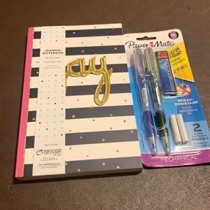 Top Flight Joy Journal Notebook and 2 paper mate pencils